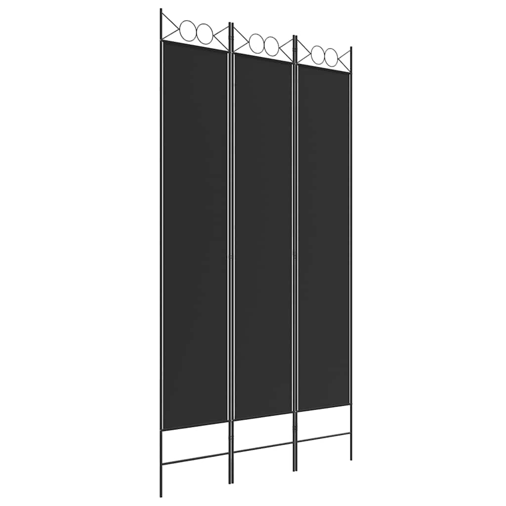 Sobna pregrada s 3 panela crna 120x220 cm od tkanine