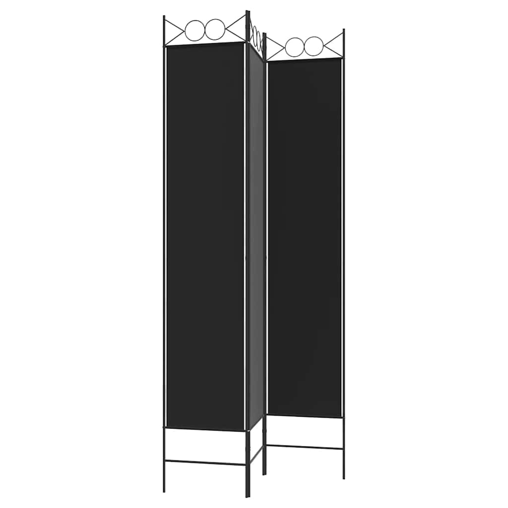 Sobna pregrada s 3 panela crna 120x220 cm od tkanine