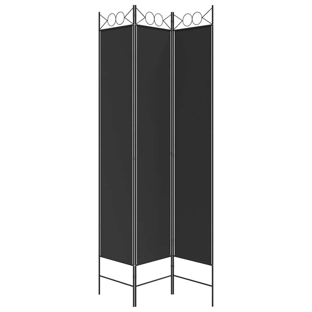 Sobna pregrada s 3 panela crna 120x220 cm od tkanine