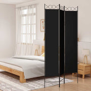 Sobna pregrada s 3 panela crna 120x220 cm od tkanine