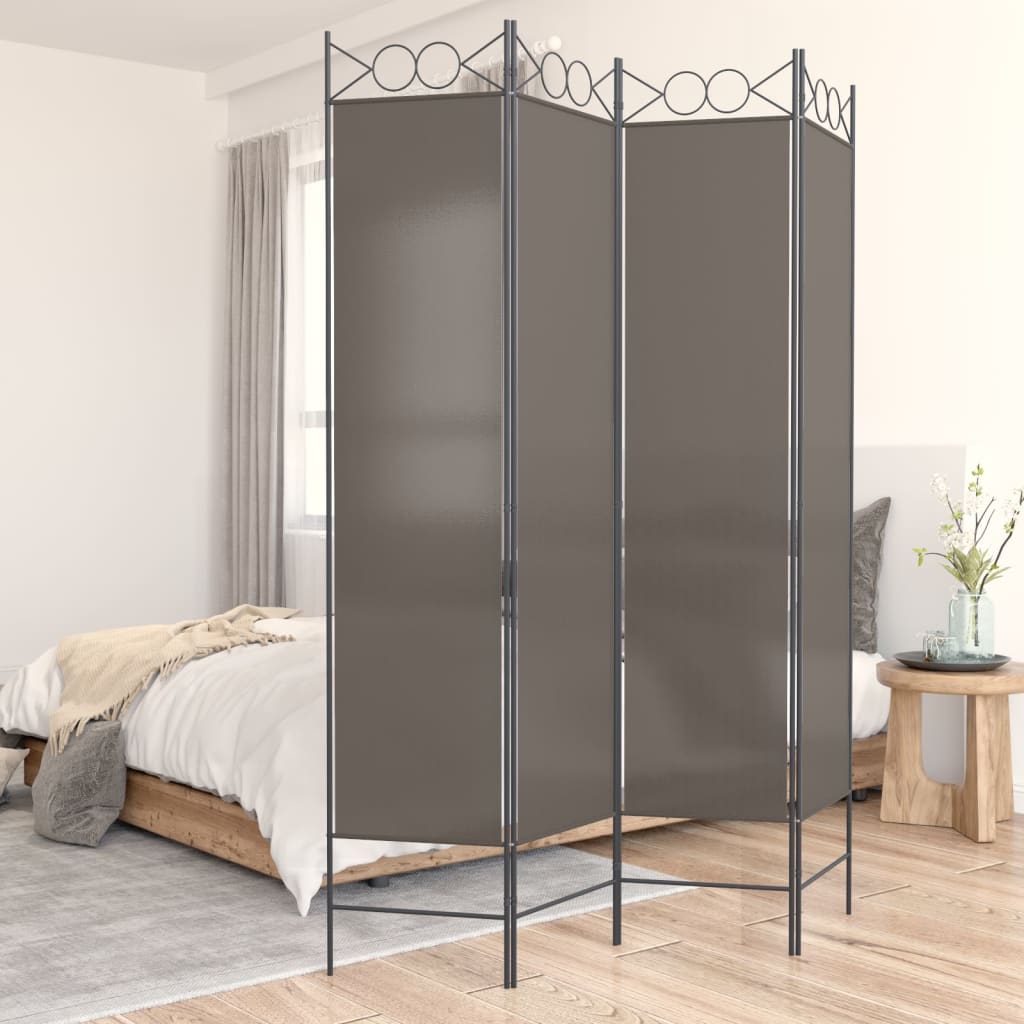 Sobna pregrada s 4 panela antracit 160x220 cm od tkanine
