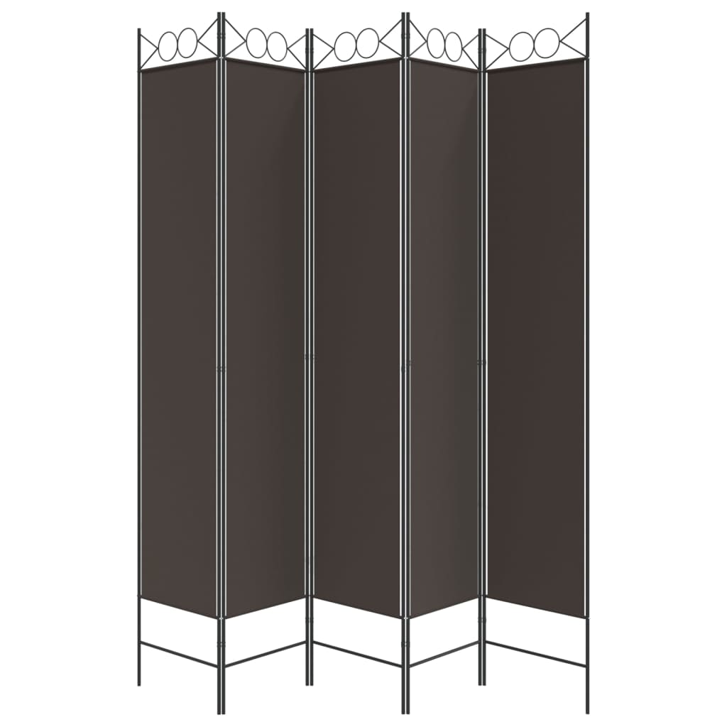 Sobna pregrada s 5 panela smeđa 200x220 cm od tkanine