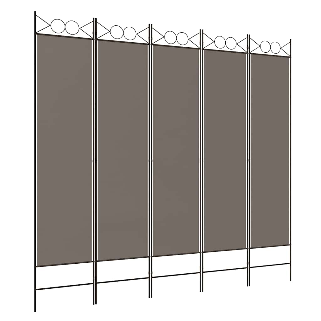 Sobna pregrada s 5 panela antracit 200x220 cm od tkanine
