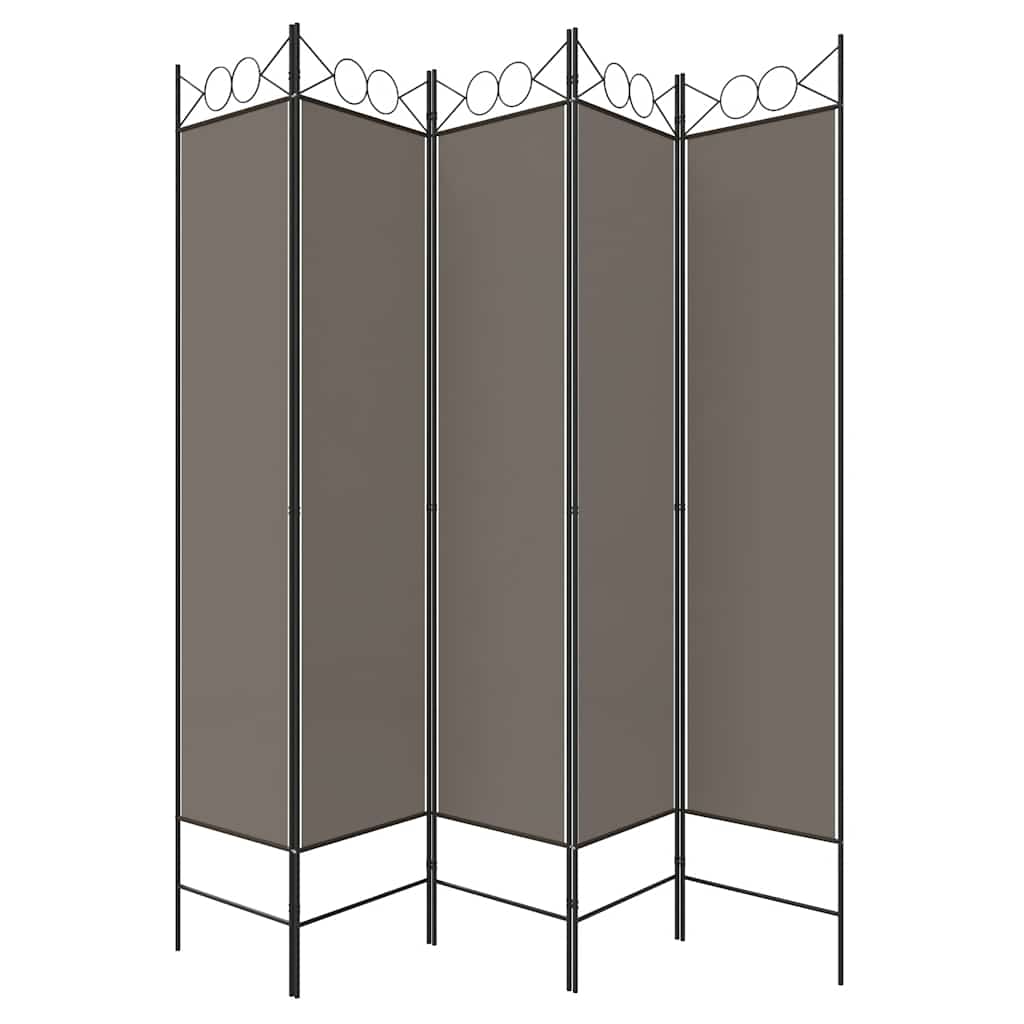 Sobna pregrada s 5 panela antracit 200x220 cm od tkanine