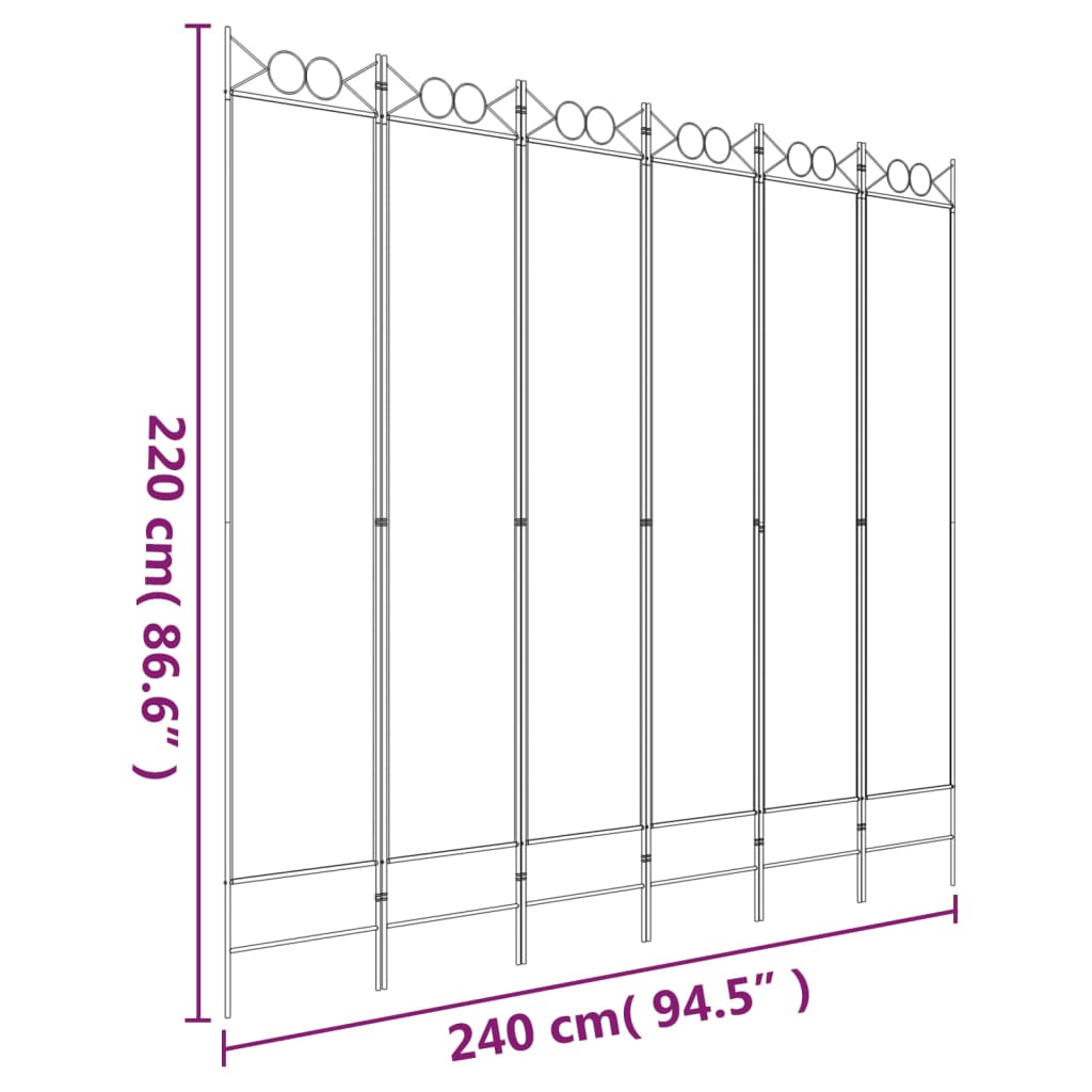 Sobna pregrada s 6 panela antracit 240x220 cm od tkanine