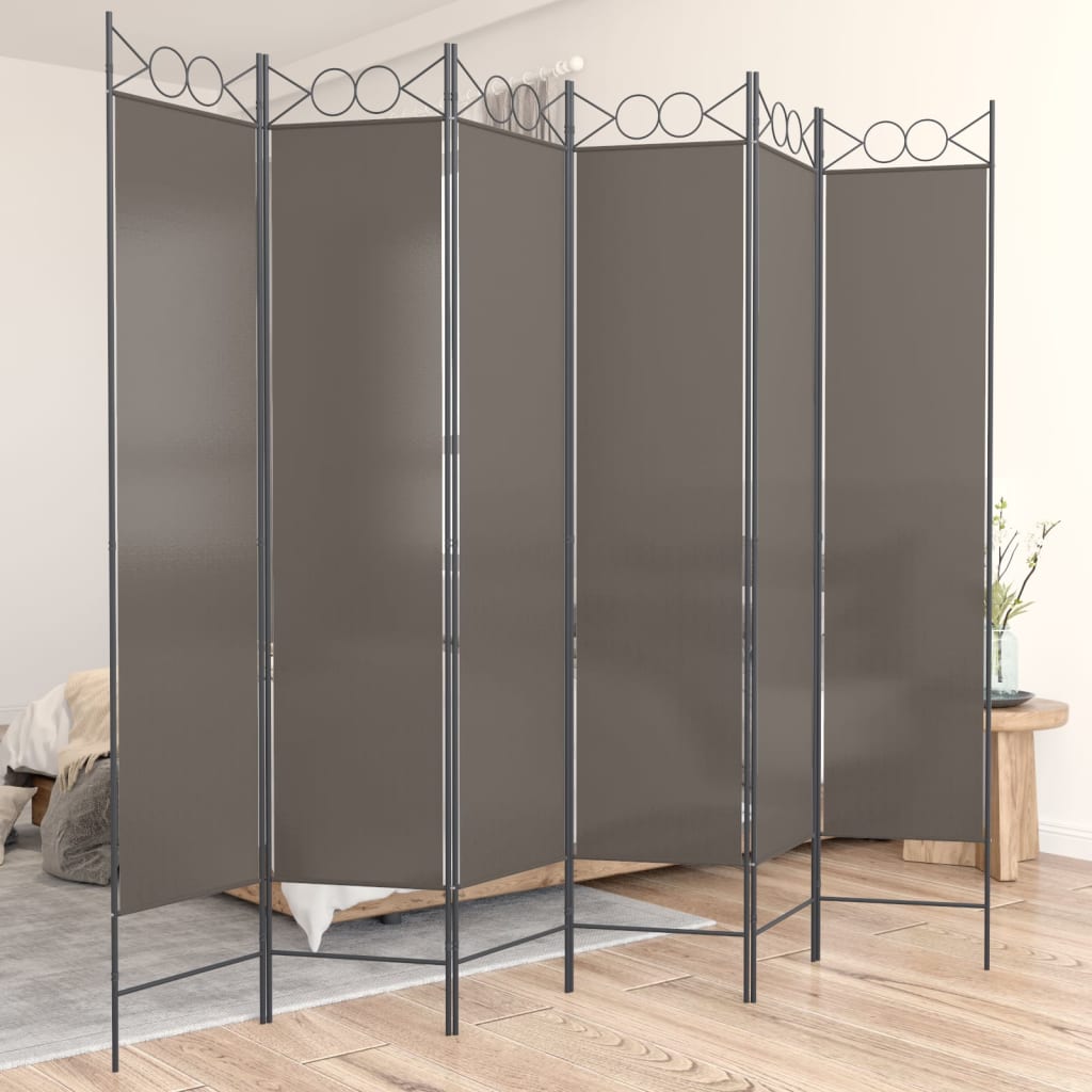 Sobna pregrada s 6 panela antracit 240x220 cm od tkanine