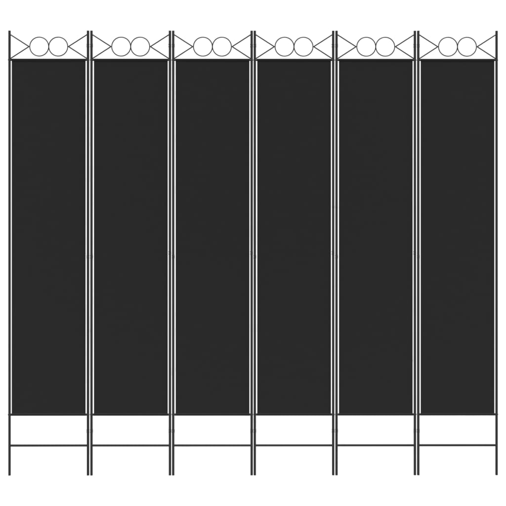 Sobna pregrada s 6 panela crna 240x220 cm od tkanine