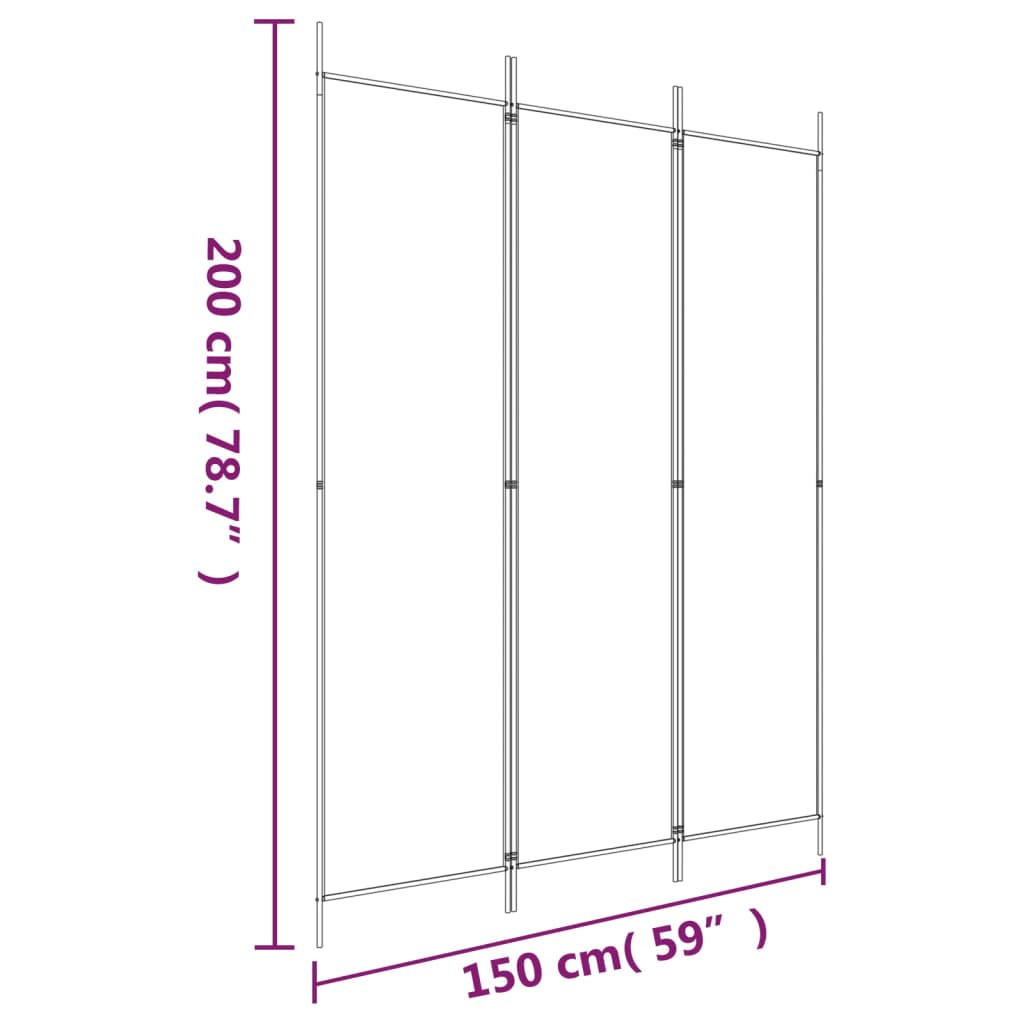 Sobna pregrada s 3 panela antracit 150 x 200 cm od tkanine