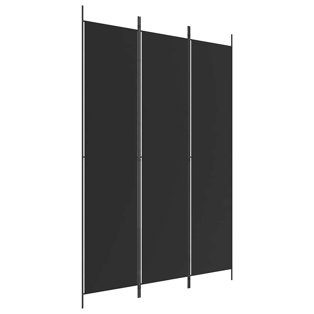 Sobna pregrada s 3 panela crna 150 x 220 cm od tkanine