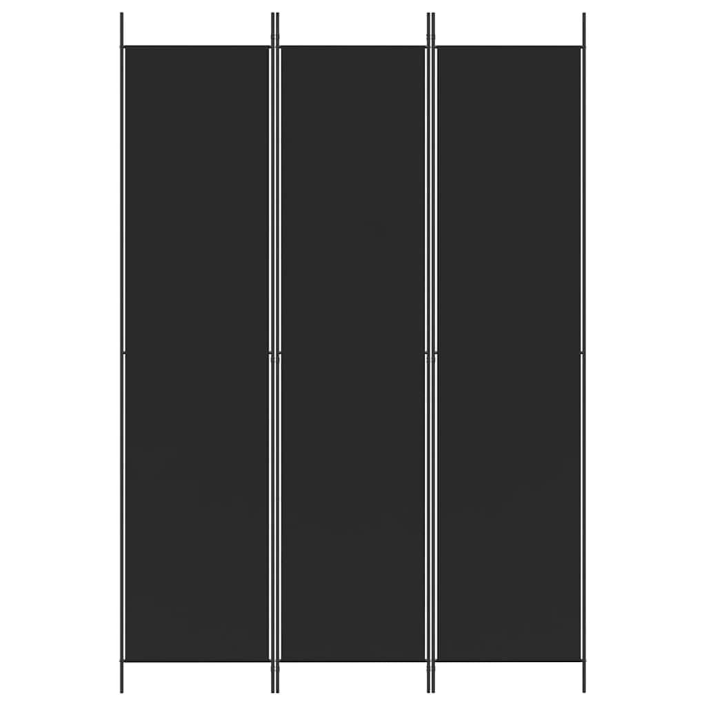 Sobna pregrada s 3 panela crna 150 x 220 cm od tkanine