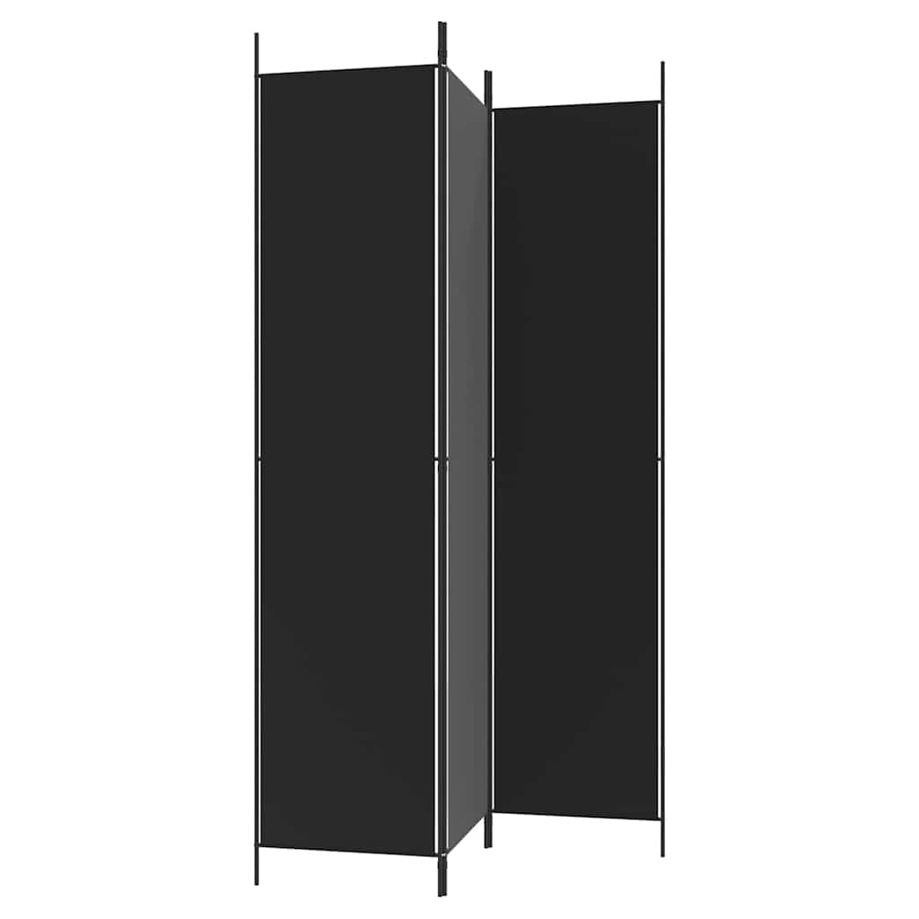 Sobna pregrada s 3 panela crna 150 x 220 cm od tkanine