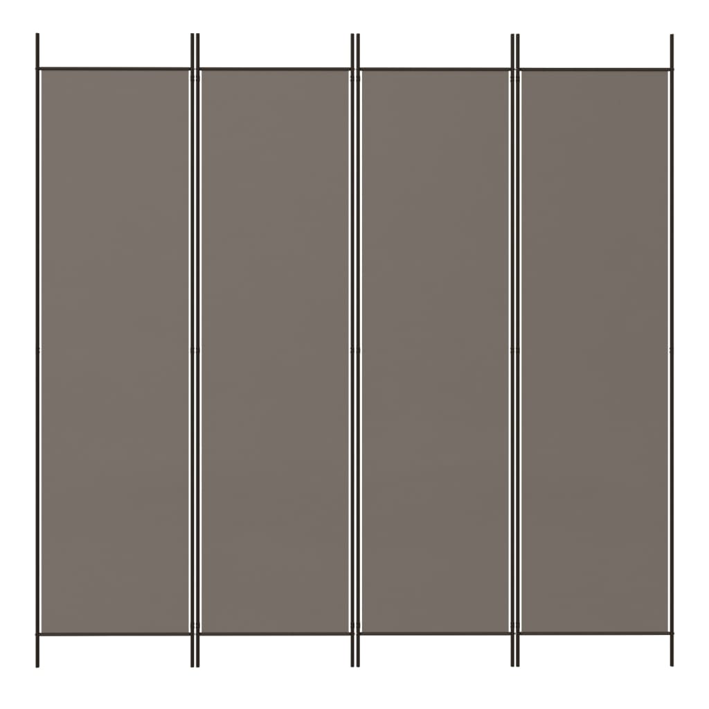Sobna pregrada s 4 panela antracit 200 x 220 cm od tkanine