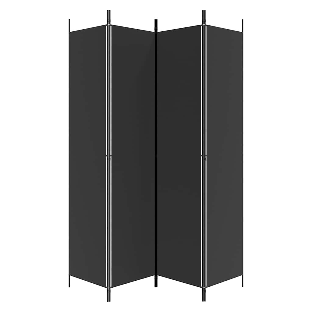 Sobna pregrada s 4 panela crna 200 x 220 cm od tkanine