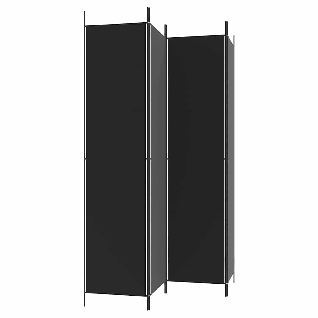 Sobna pregrada s 4 panela crna 200 x 220 cm od tkanine