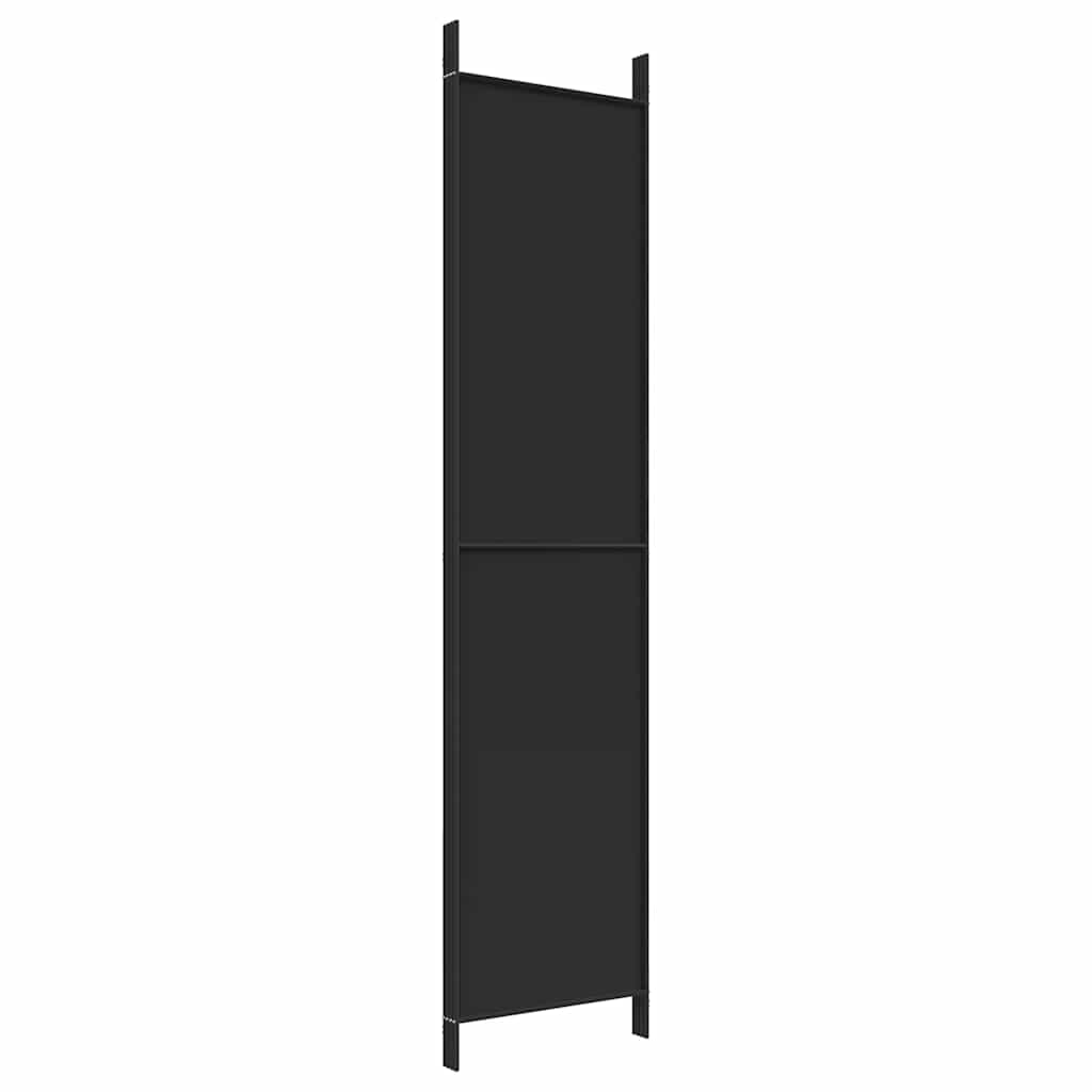 Sobna pregrada s 4 panela crna 200 x 220 cm od tkanine