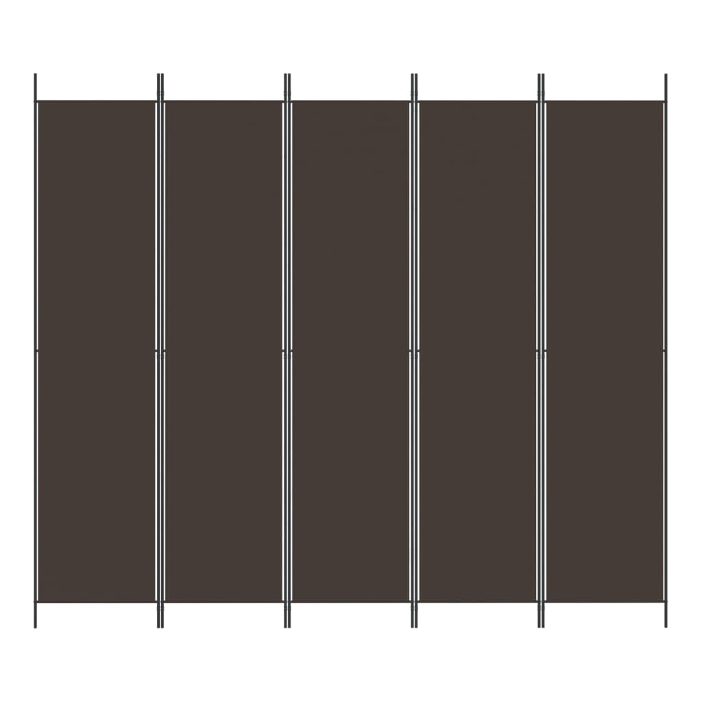 Sobna pregrada s 5 panela smeđa 250x220 cm od tkanine