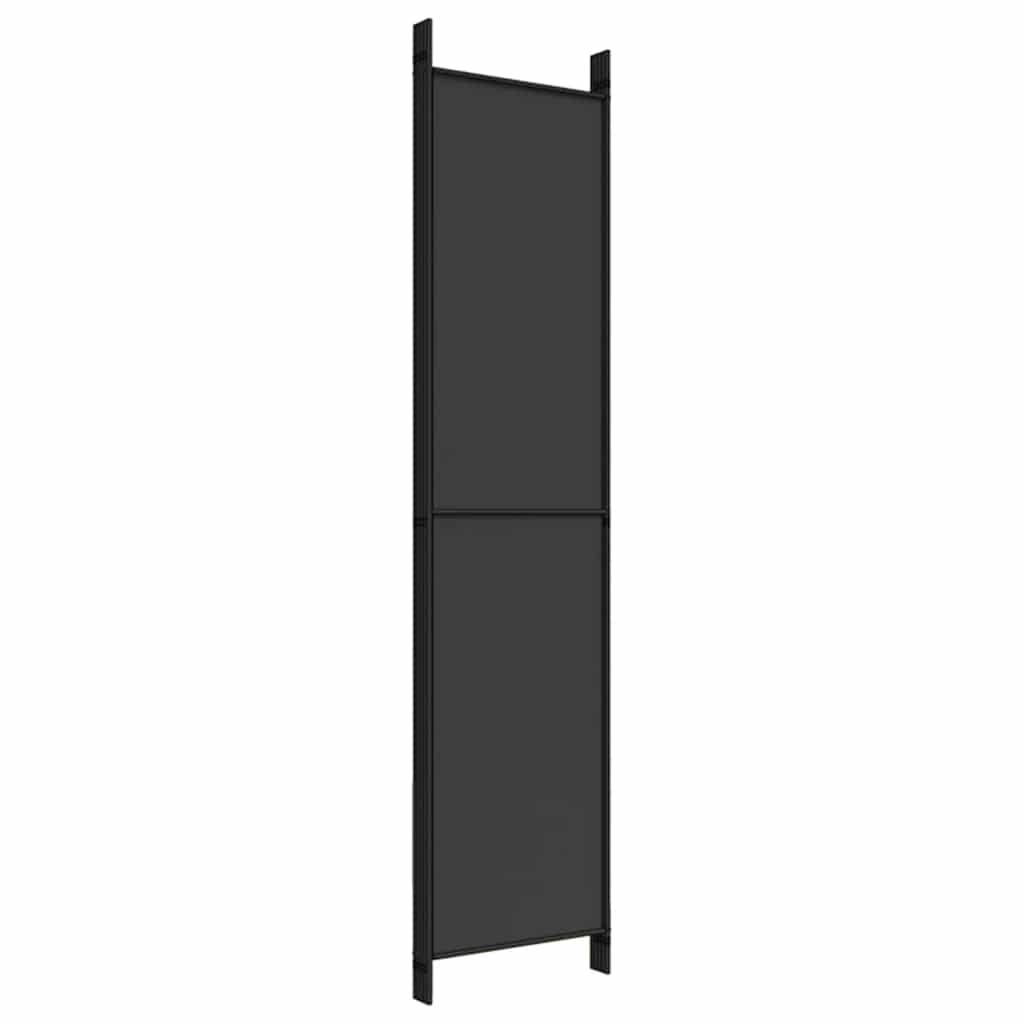 Sobna pregrada s 5 panela crna 250 x 220 cm od tkanine