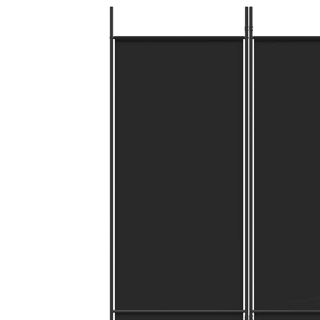 Sobna pregrada s 5 panela crna 250 x 220 cm od tkanine