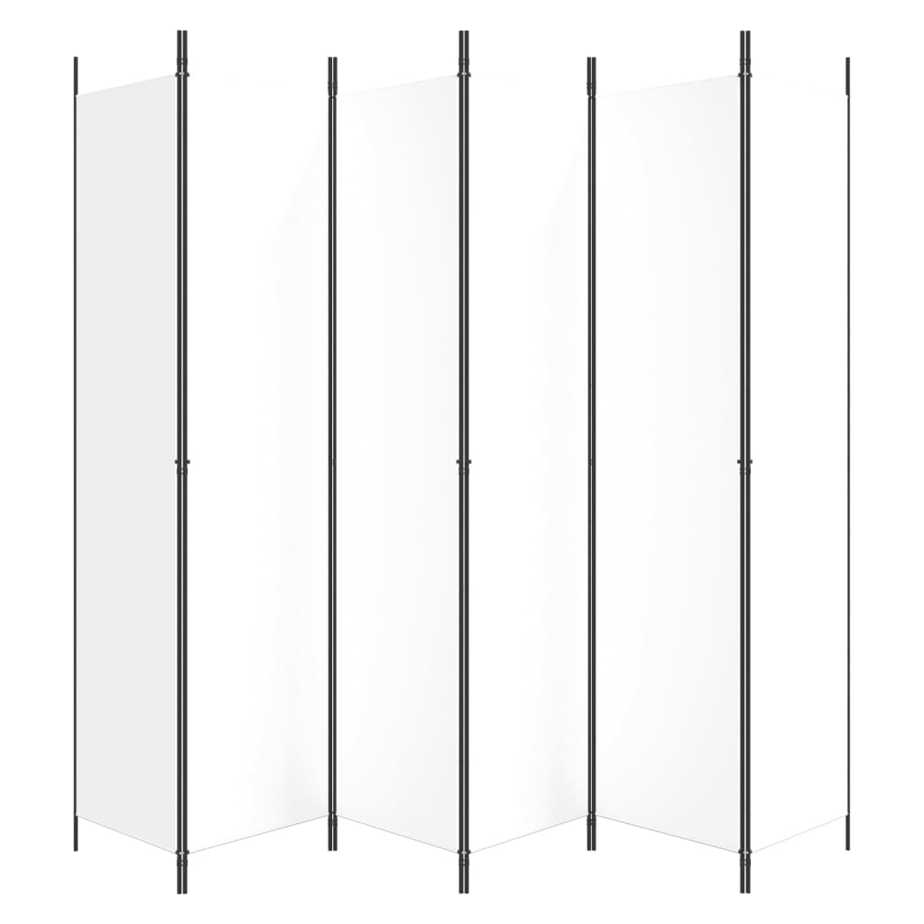 Sobna pregrada s 6 panela bijela 300 x 220 cm od tkanine