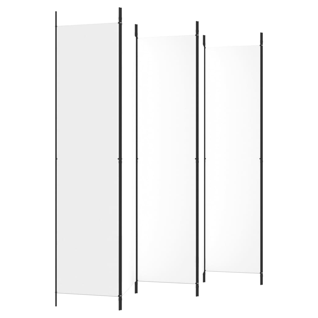 Sobna pregrada s 6 panela bijela 300 x 220 cm od tkanine