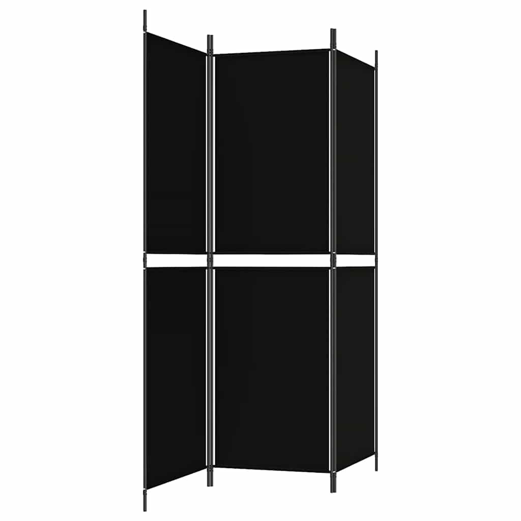 Sobna pregrada s 3 panela crna 150 x 180 cm od tkanine