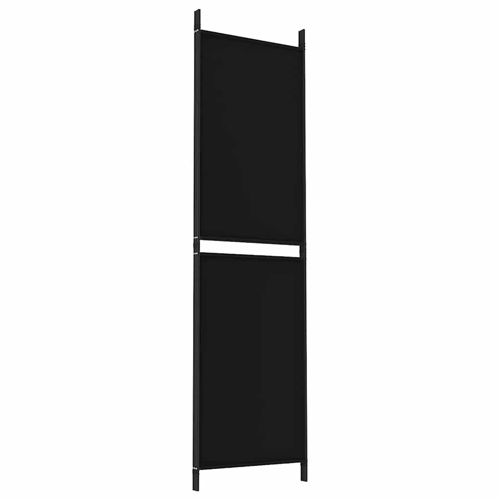 Sobna pregrada s 3 panela crna 150 x 180 cm od tkanine