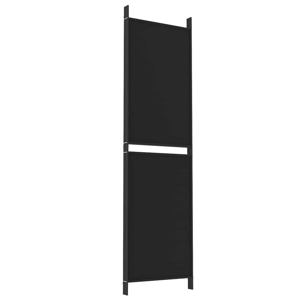 Sobna pregrada s 4 panela crna 200 x 180 cm od tkanine