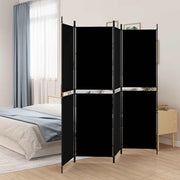 Sobna pregrada s 4 panela crna 200 x 180 cm od tkanine