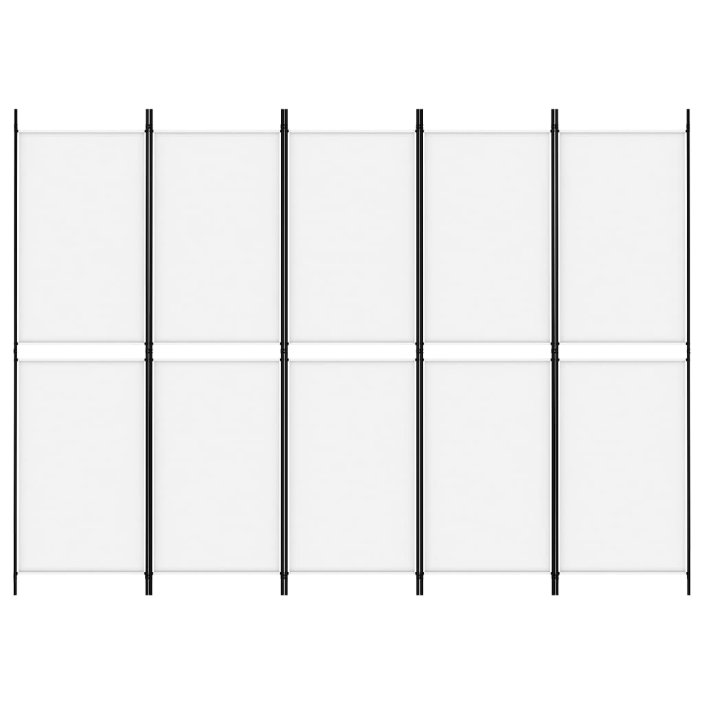 Sobna pregrada s 5 panela bijela 250 x 180 cm od tkanine