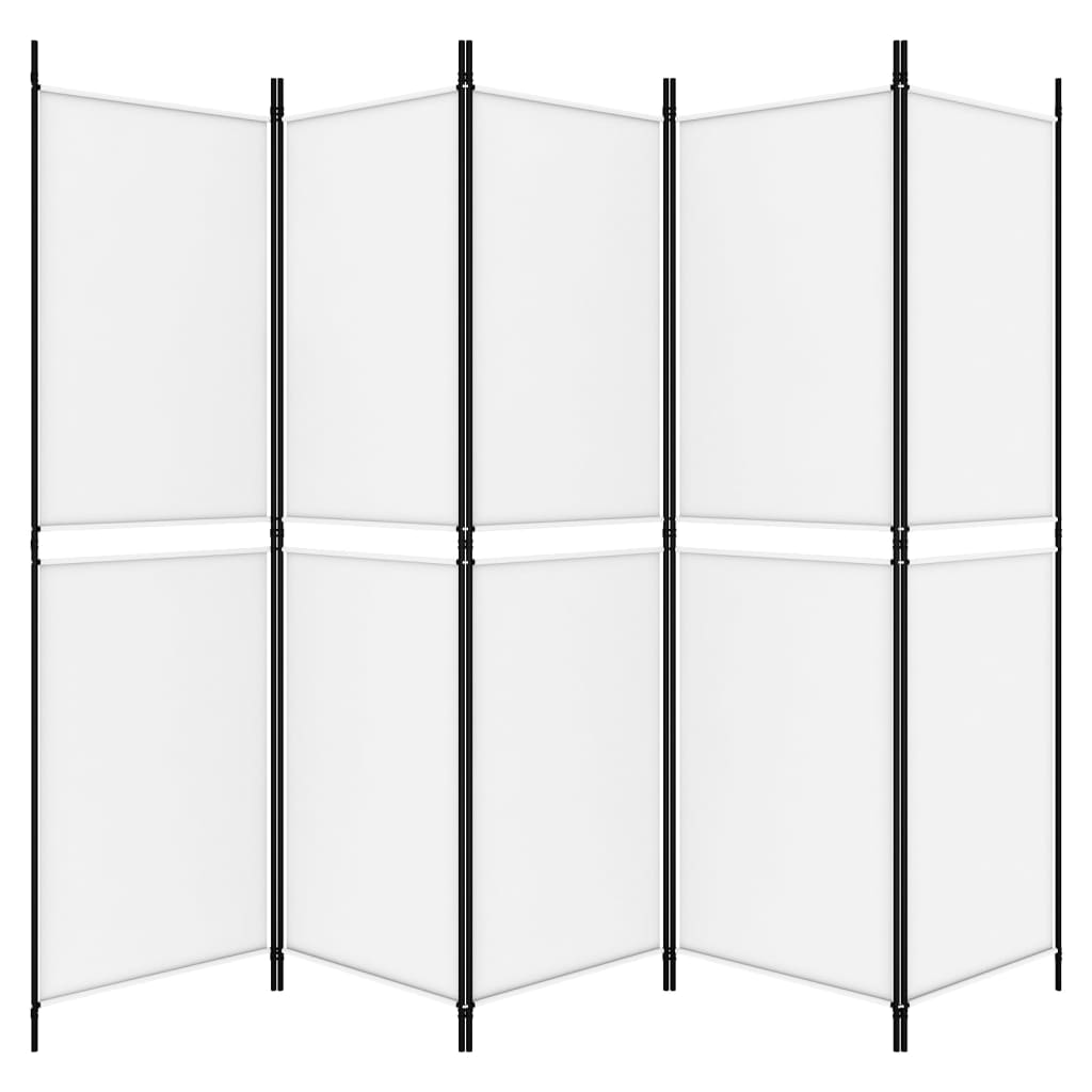 Sobna pregrada s 5 panela bijela 250 x 180 cm od tkanine