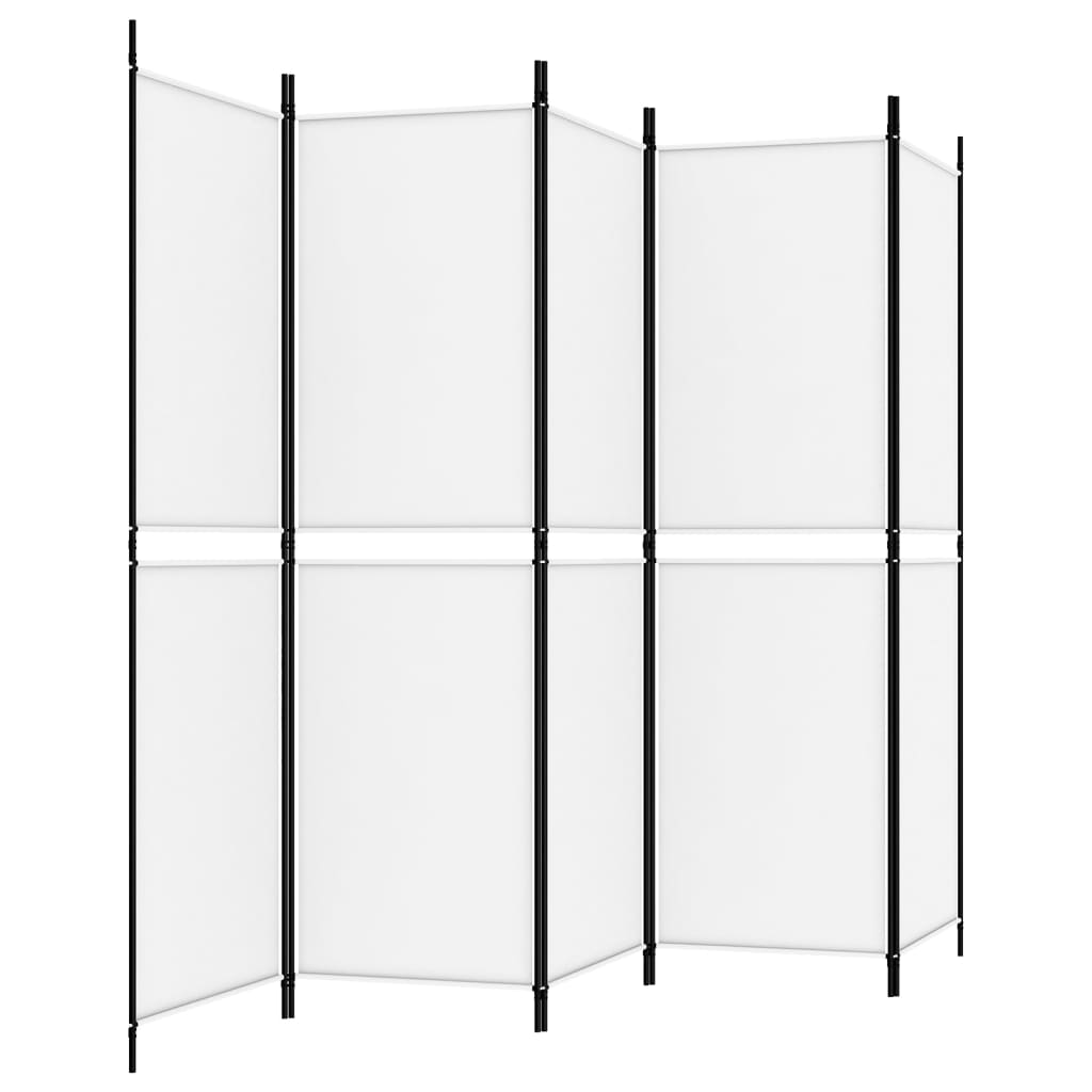 Sobna pregrada s 5 panela bijela 250 x 180 cm od tkanine