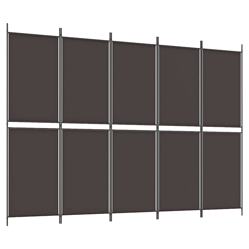 Sobna pregrada s 5 panela smeđa 250x180 cm od tkanine