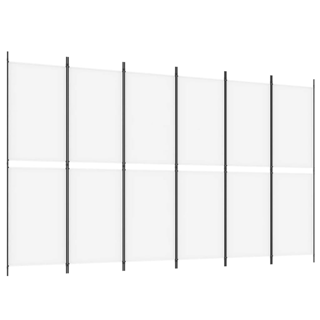 Sobna pregrada s 6 panela bijela 300 x 180 cm od tkanine