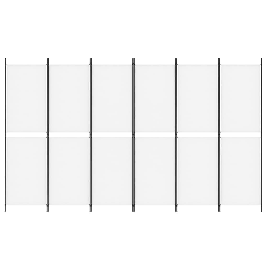 Sobna pregrada s 6 panela bijela 300 x 180 cm od tkanine