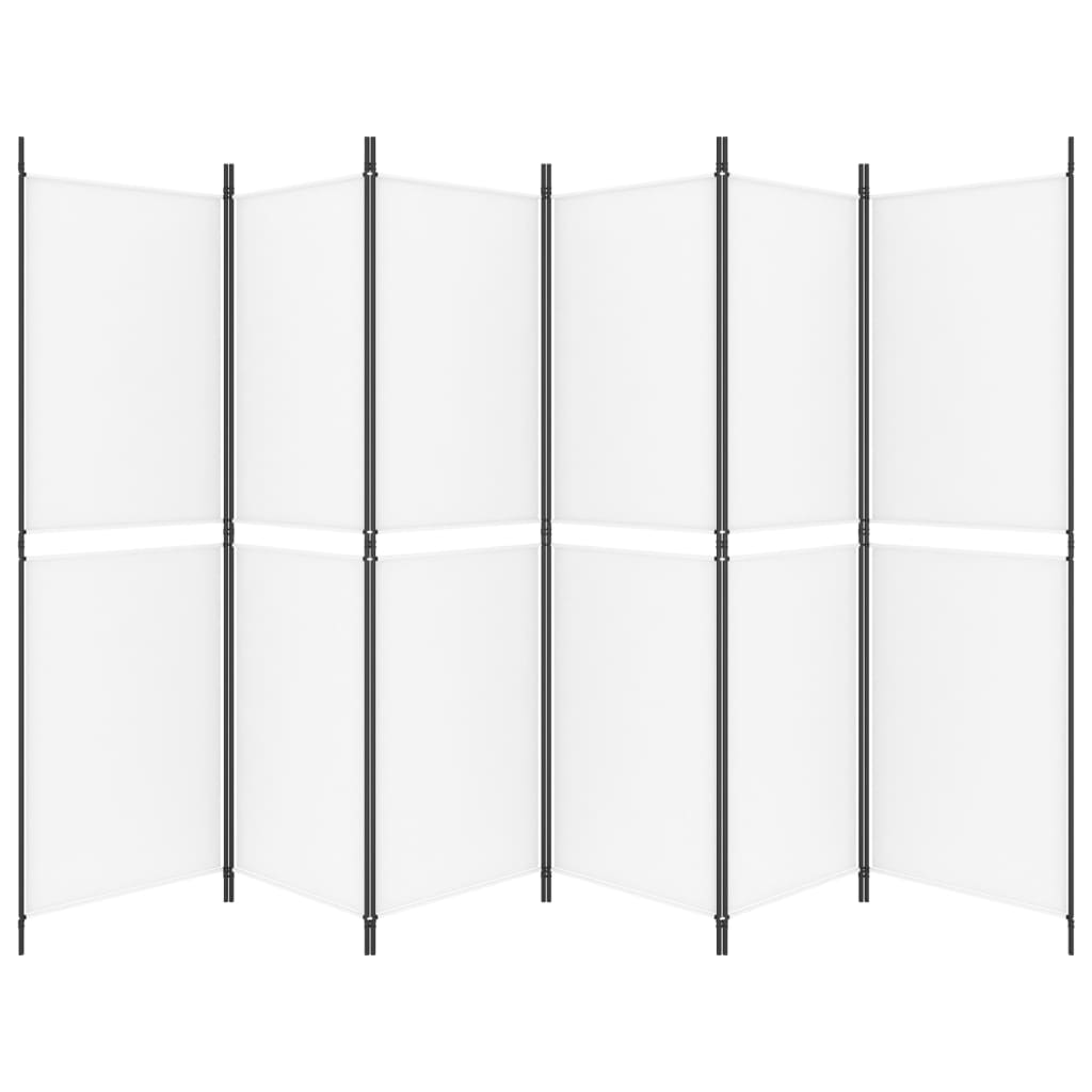 Sobna pregrada s 6 panela bijela 300 x 180 cm od tkanine