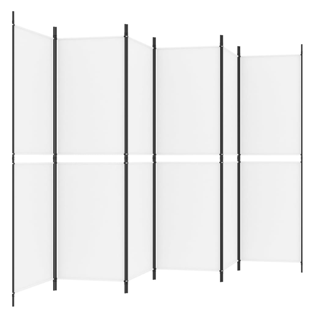 Sobna pregrada s 6 panela bijela 300 x 180 cm od tkanine