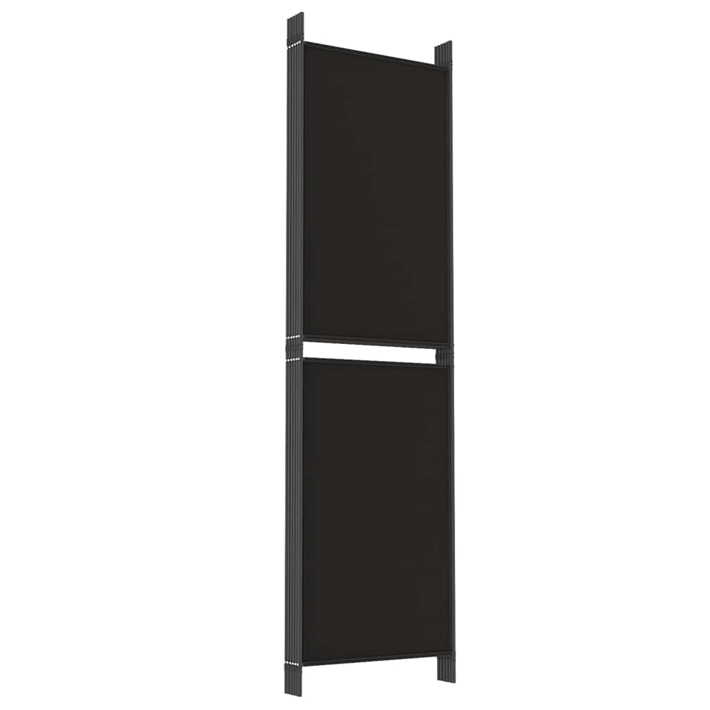 Sobna pregrada s 6 panela crna 300 x 180 cm od tkanine