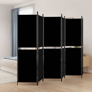 Sobna pregrada s 6 panela crna 300 x 180 cm od tkanine