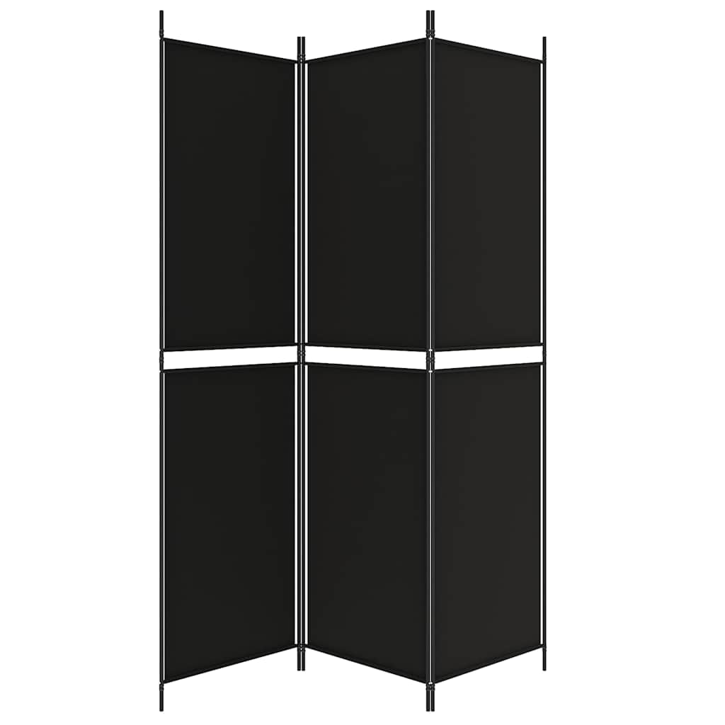 Sobna pregrada s 3 panela crna 150 x 200 cm od tkanine