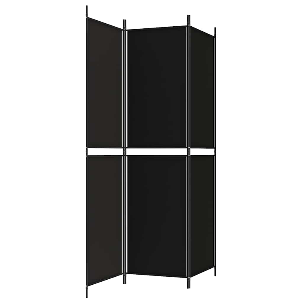 Sobna pregrada s 3 panela crna 150 x 200 cm od tkanine