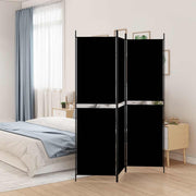 Sobna pregrada s 3 panela crna 150 x 200 cm od tkanine