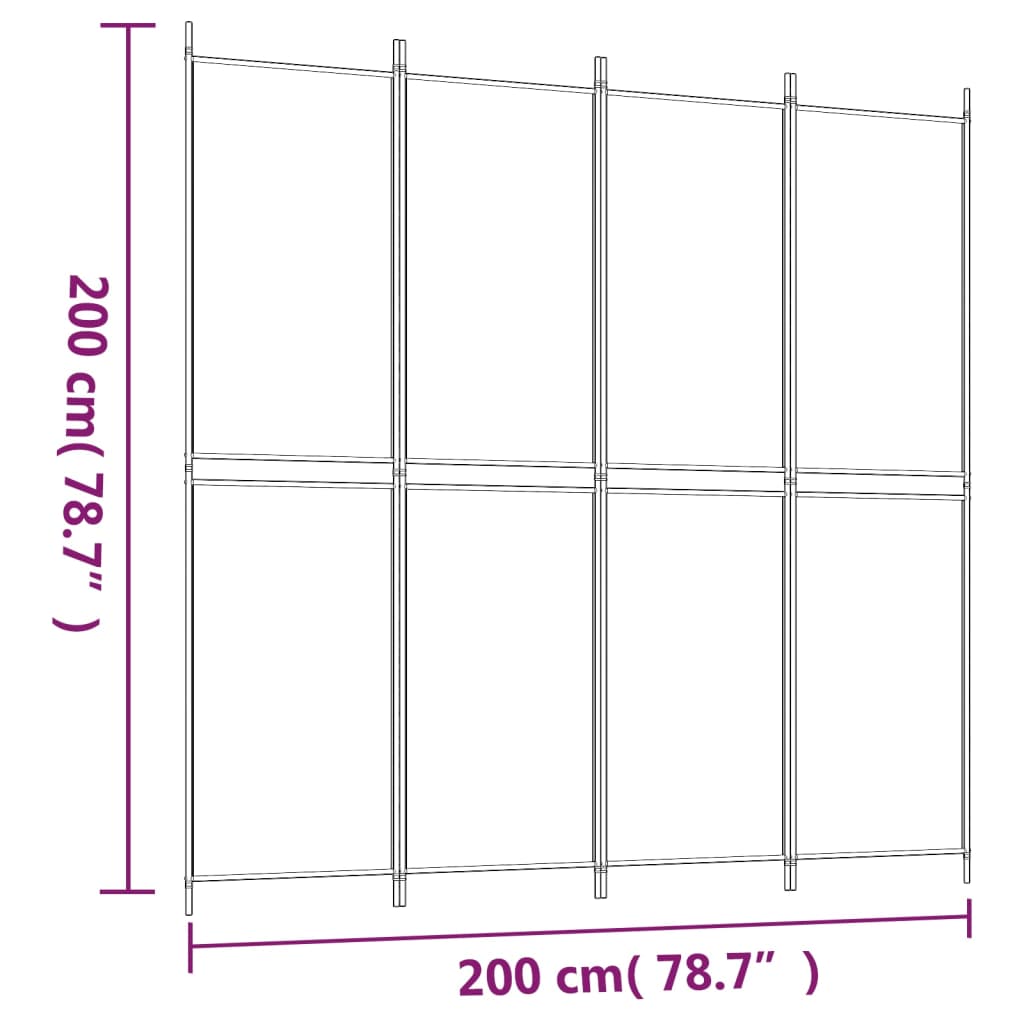 Sobna pregrada s 4 panela smeđa 200 x 200 cm od tkanine