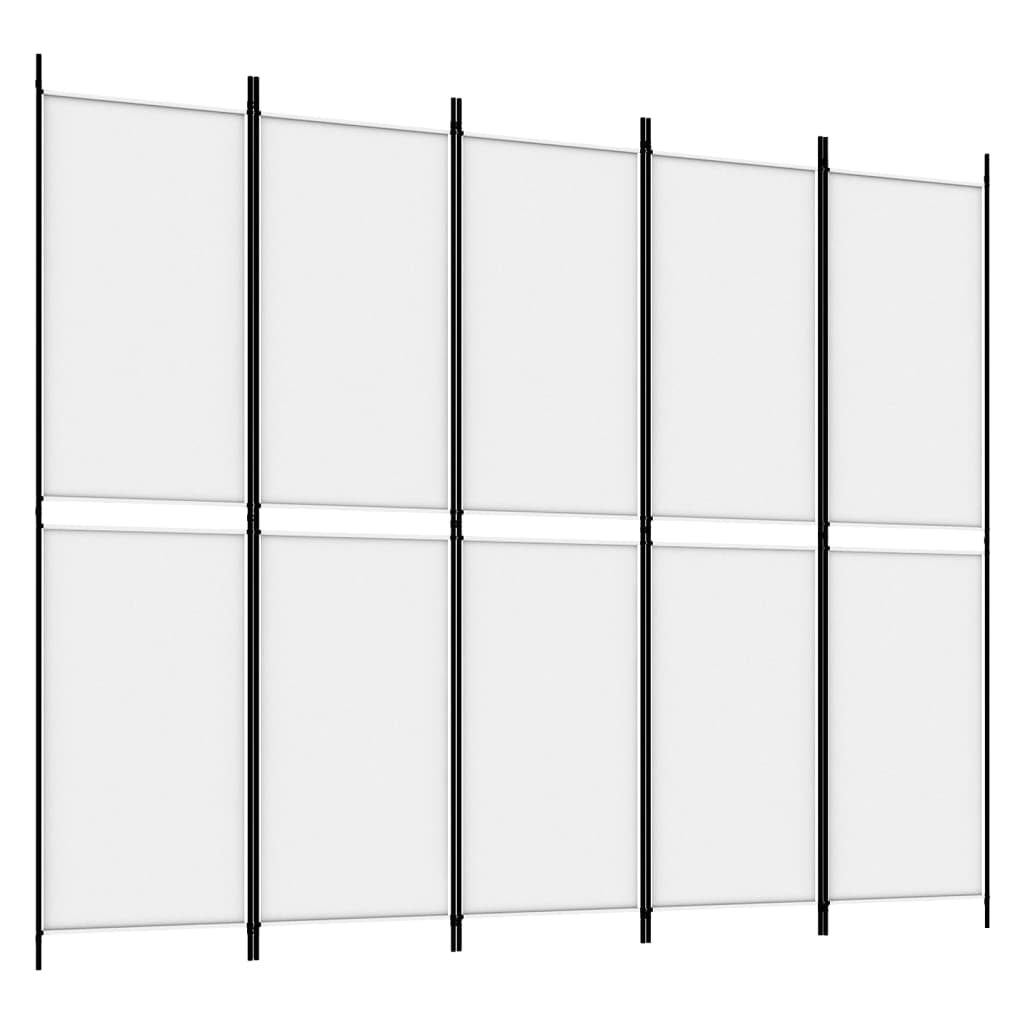 Sobna pregrada s 5 panela bijela 250 x 200 cm od tkanine