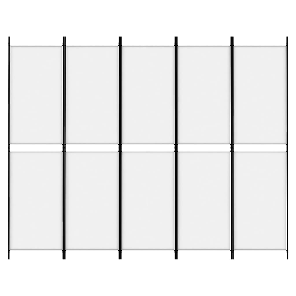 Sobna pregrada s 5 panela bijela 250 x 200 cm od tkanine