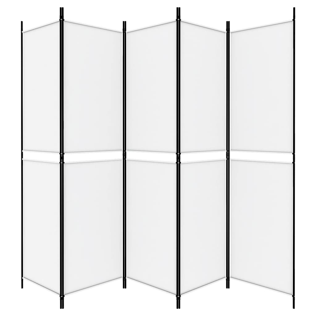 Sobna pregrada s 5 panela bijela 250 x 200 cm od tkanine
