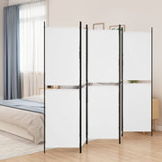 Sobna pregrada s 5 panela bijela 250 x 200 cm od tkanine