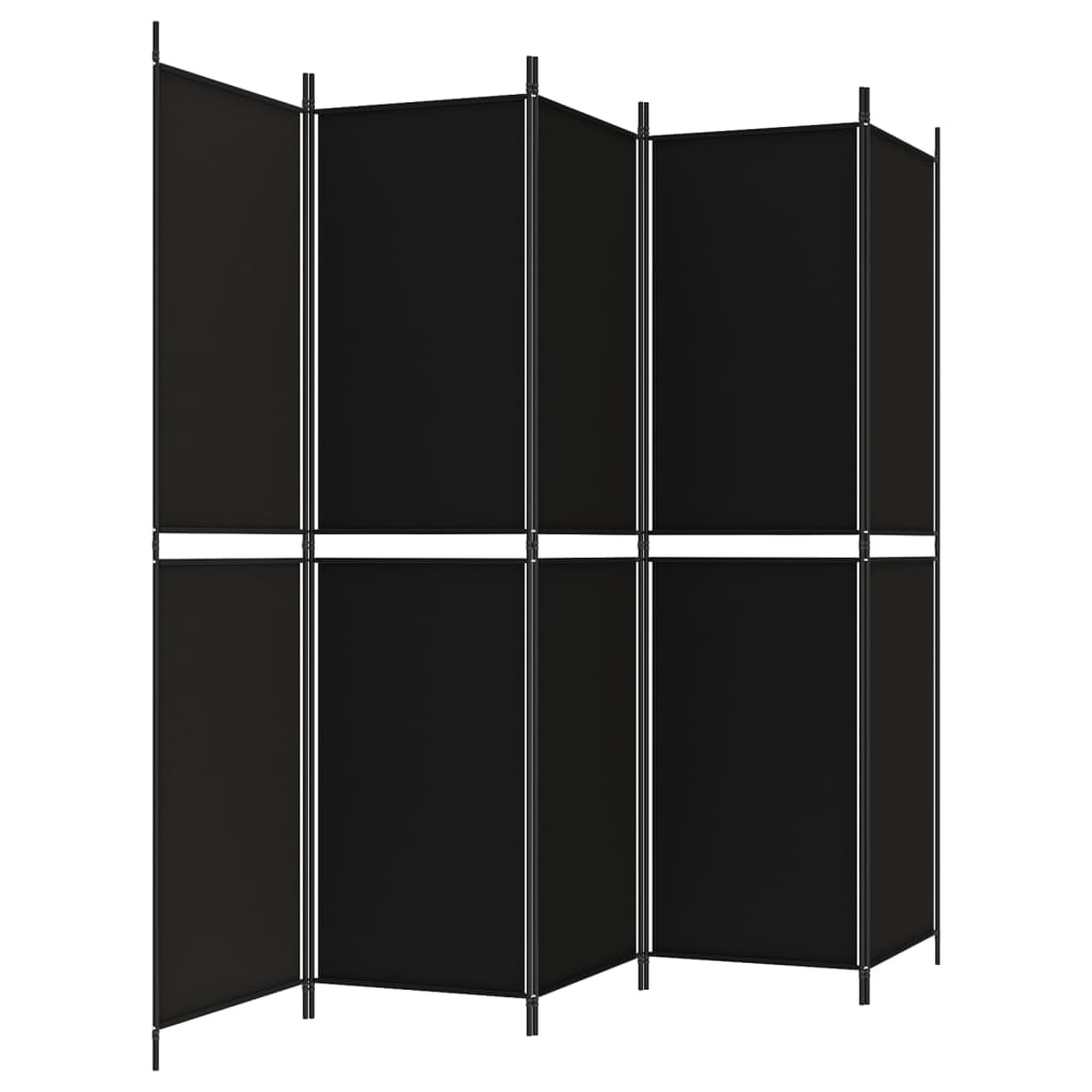 Sobna pregrada s 5 panela crna 250x200 cm od tkanine