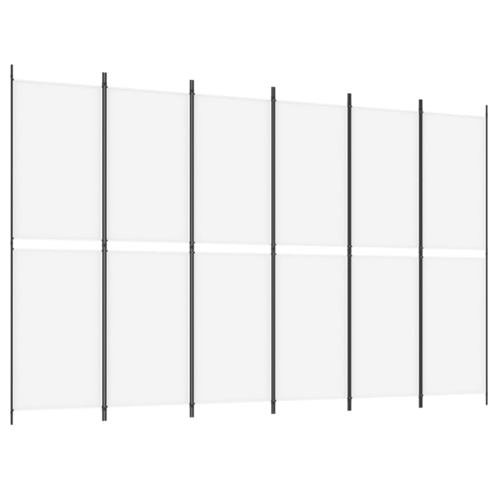 Sobna pregrada s 6 panela bijela 300x200 cm od tkanine