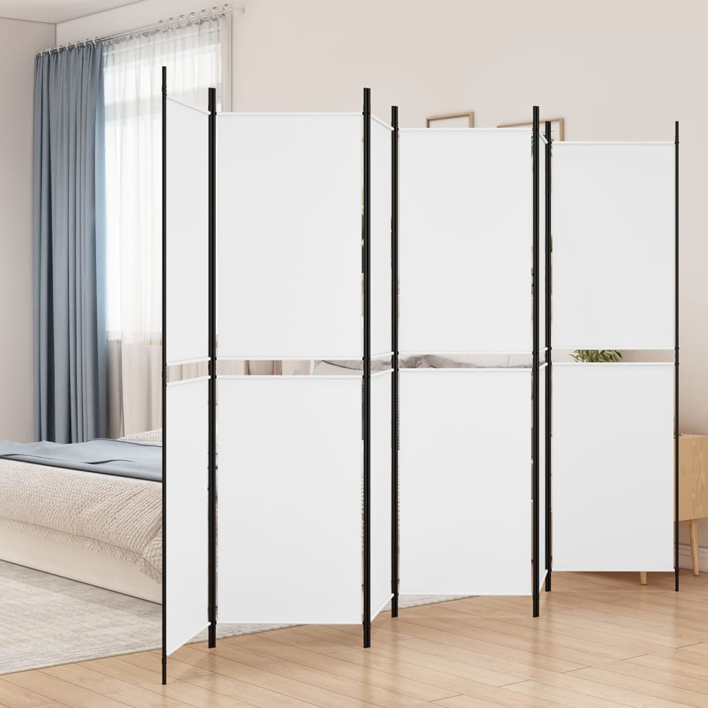 Sobna pregrada s 6 panela bijela 300x200 cm od tkanine