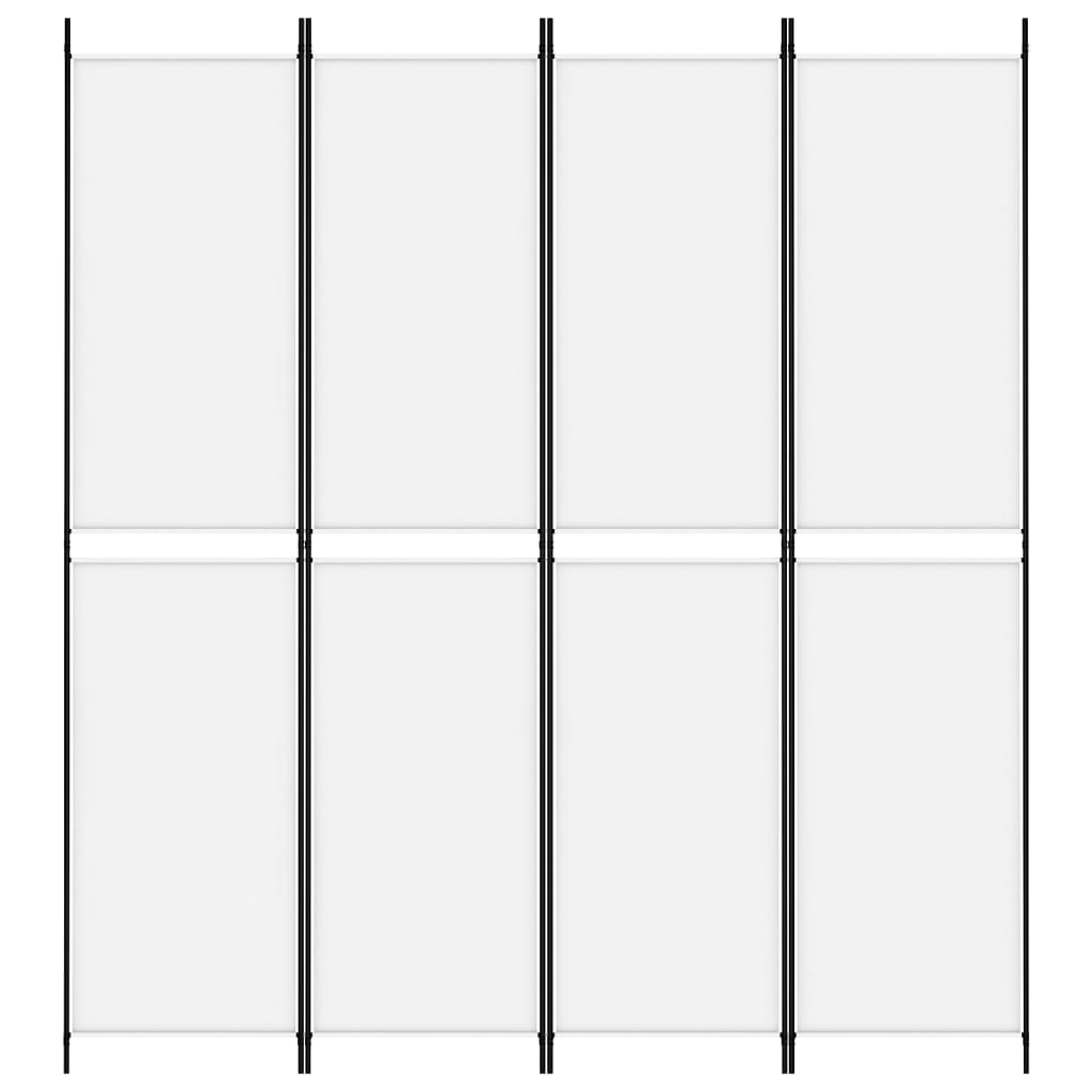 Sobna pregrada s 4 panela bijela 200 x 220 cm od tkanine